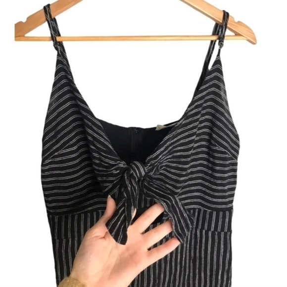Honey Punch Tie Front Romper Black White Stripe Womens Medium M Adjustable Strap - Picture 5 of 14
